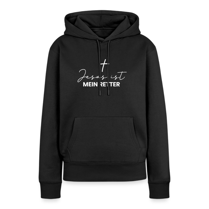 Christlicher Premium Hoodie "Jesus ist mein Retter" · für Frauen - Schwarz