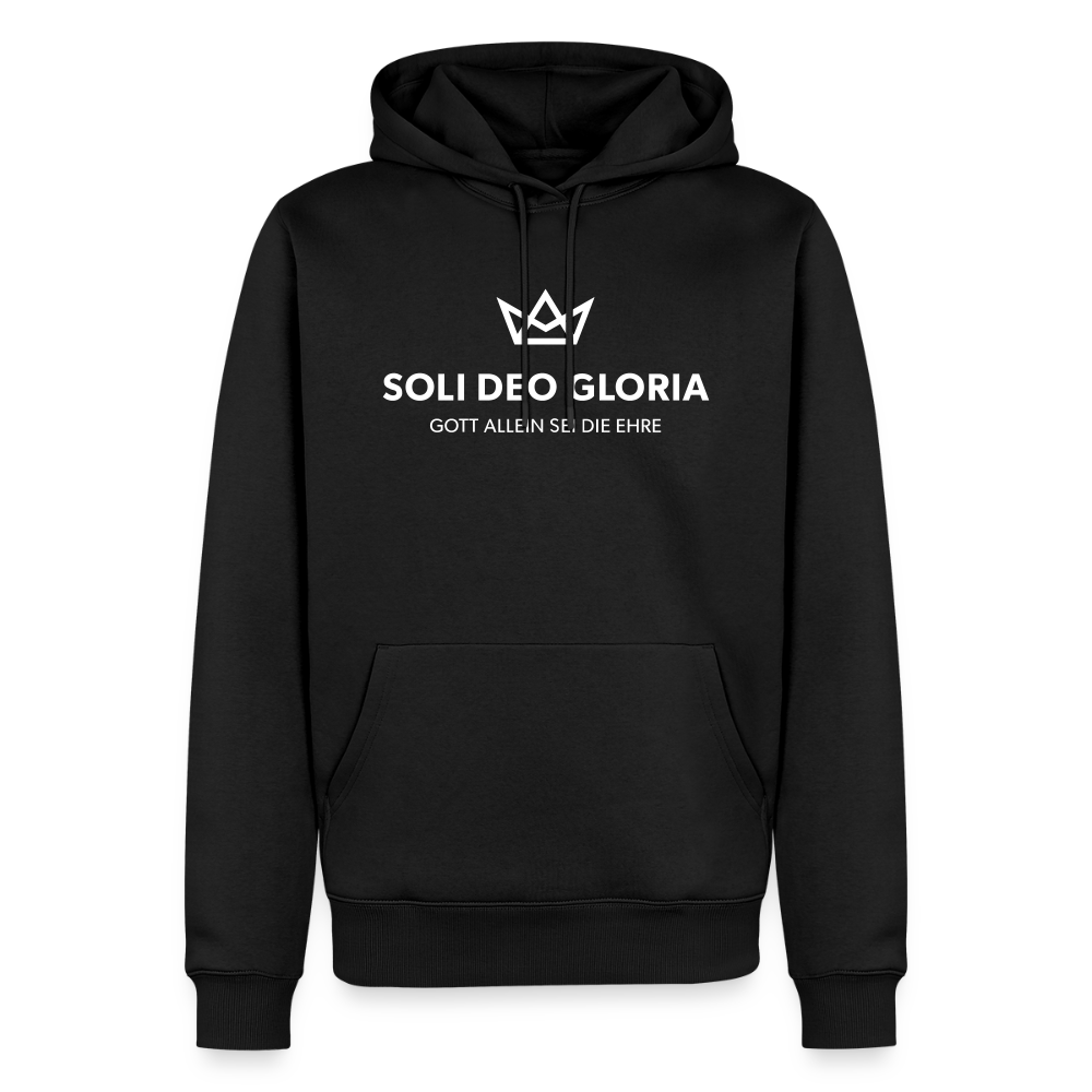 Christlicher Premium Hoodie "Soli Deo Gloria" · für Männer - Schwarz