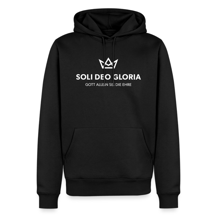 Christlicher Premium Hoodie "Soli Deo Gloria" · für Männer - Schwarz
