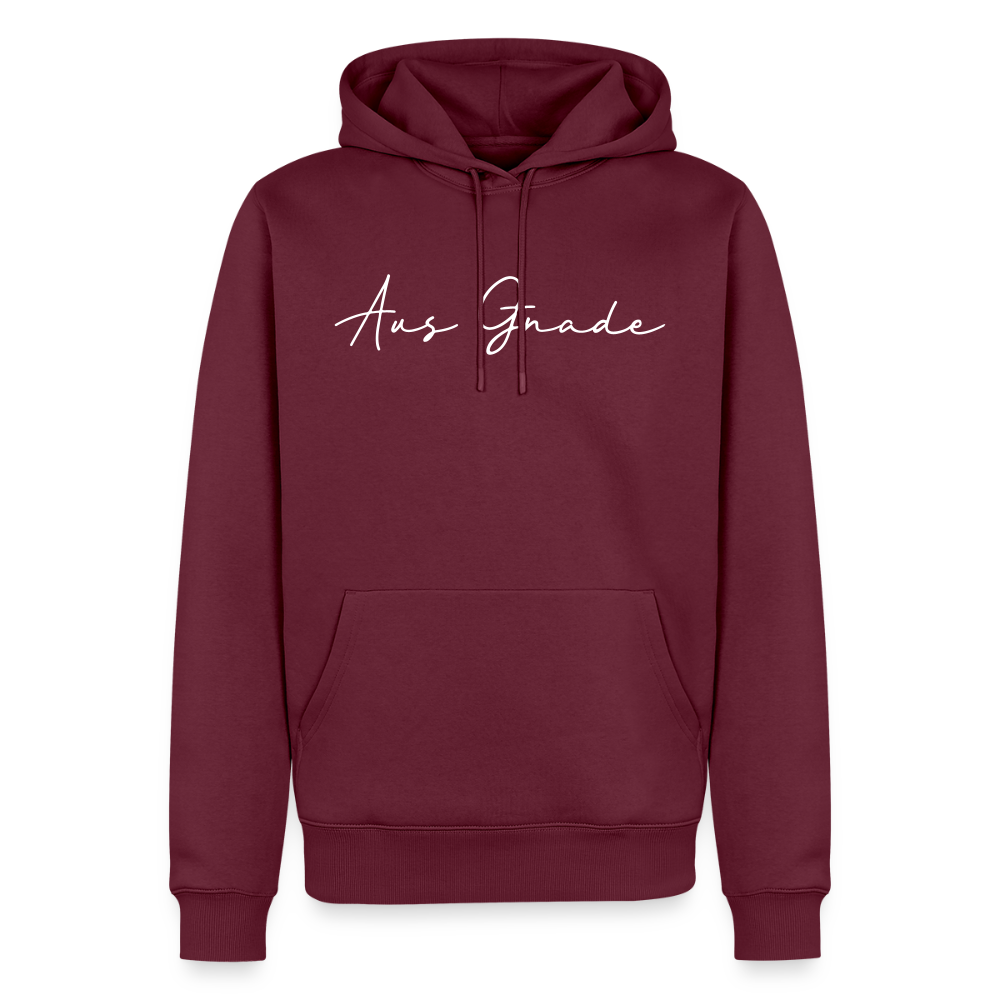 Christlicher Premium Hoodie "Aus Gnade" · für Männer - Burgunderrot