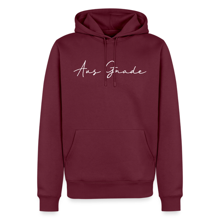 Christlicher Premium Hoodie "Aus Gnade" · für Männer - Burgunderrot