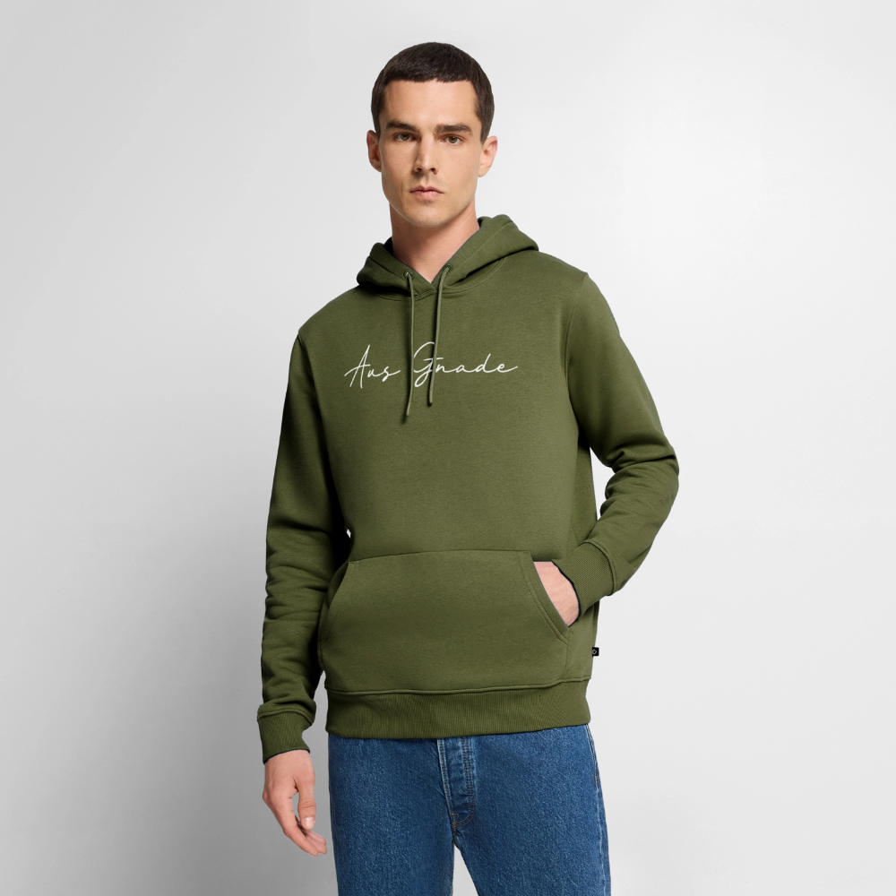 Christlicher Premium Hoodie "Aus Gnade" · für Männer - Khaki