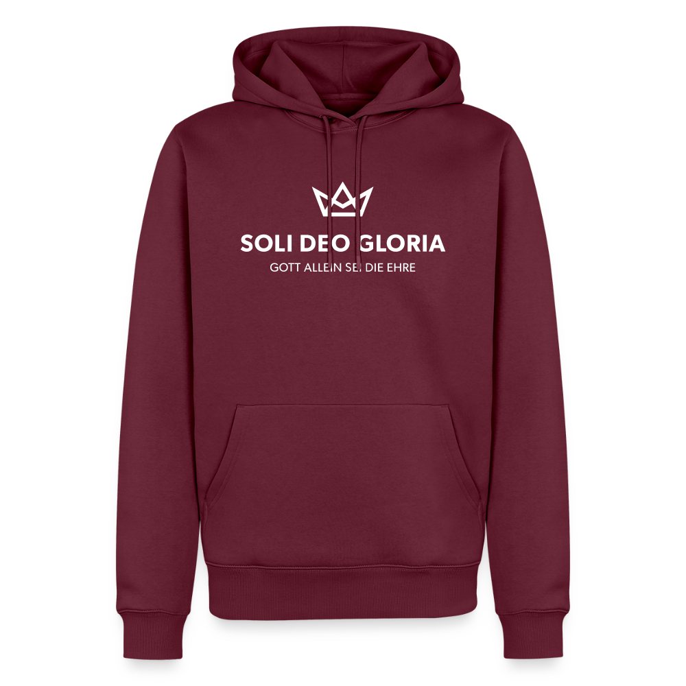 Christlicher Premium Hoodie "Soli Deo Gloria" · für Männer - Burgunderrot