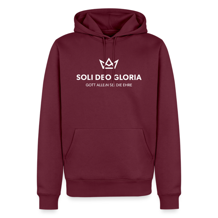 Christlicher Premium Hoodie "Soli Deo Gloria" · für Männer - Burgunderrot