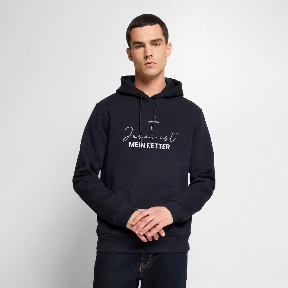 Christlicher Premium Hoodie "Jesus ist mein Retter" · für Männer - Navy