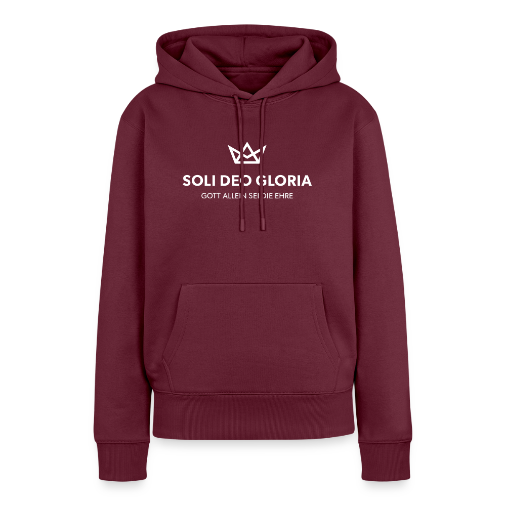 Christlicher Premium Hoodie "Soli Deo Gloria" · für Frauen - Burgunderrot
