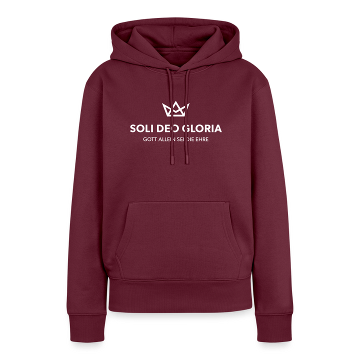 Christlicher Premium Hoodie "Soli Deo Gloria" · für Frauen - Burgunderrot