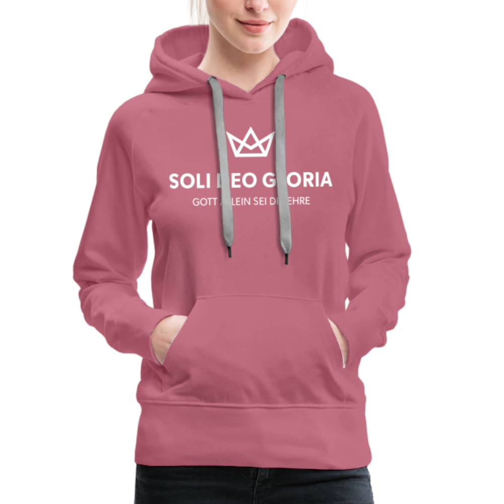 Christlicher Premium Hoodie "Soli Deo Gloria" · für Frauen - Malve