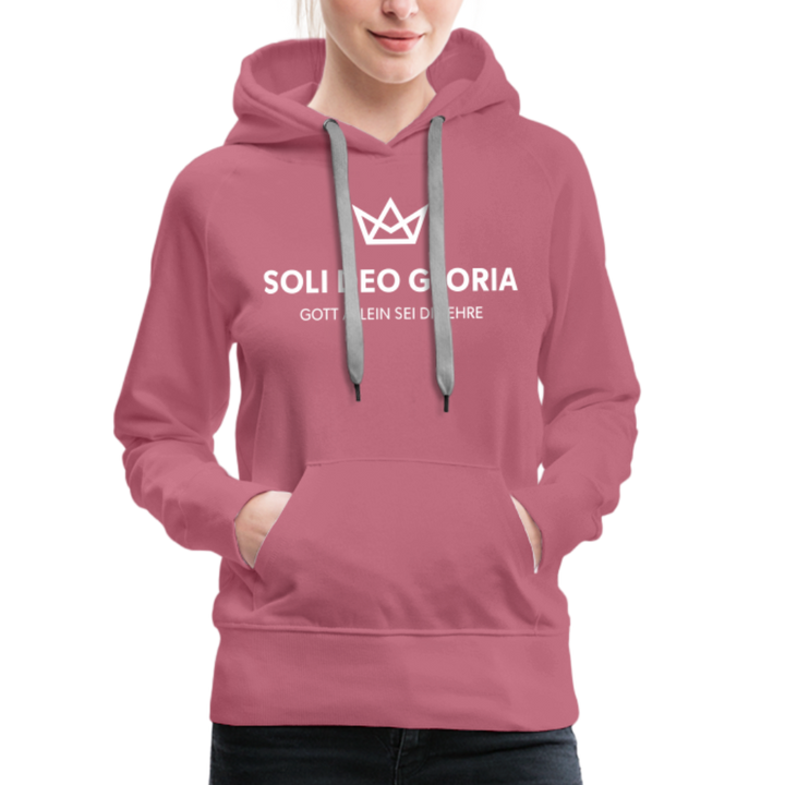 Christlicher Premium Hoodie "Soli Deo Gloria" · für Frauen - Malve