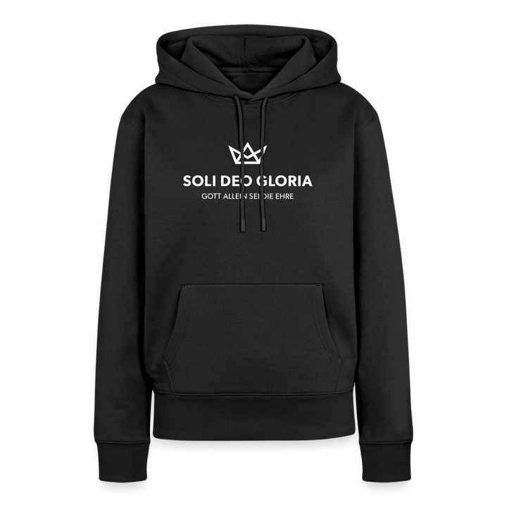 Christlicher Premium Hoodie "Soli Deo Gloria" · für Frauen - Schwarz