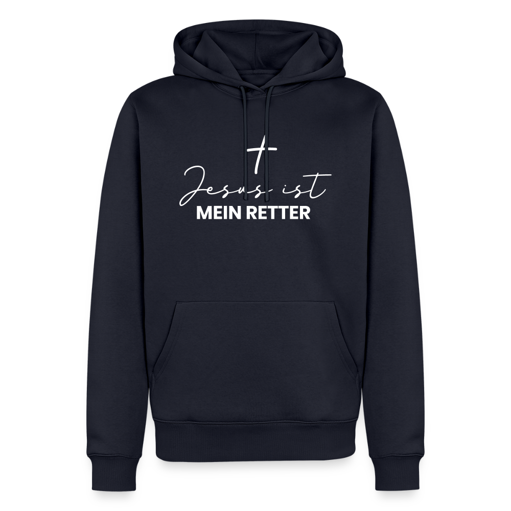 Christlicher Premium Hoodie "Jesus ist mein Retter" · für Männer - Navy