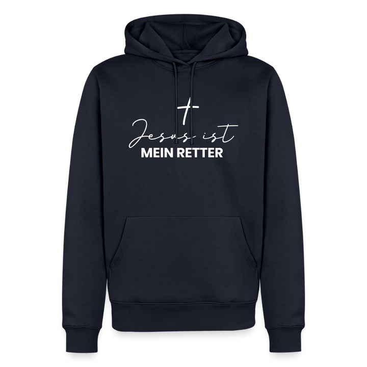 Christlicher Premium Hoodie "Jesus ist mein Retter" · für Männer - Navy