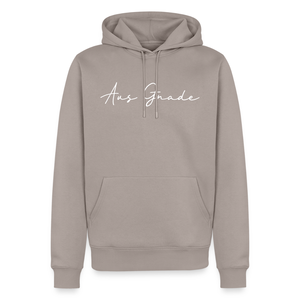 Christlicher Premium Hoodie "Aus Gnade" · für Männer - Taupe