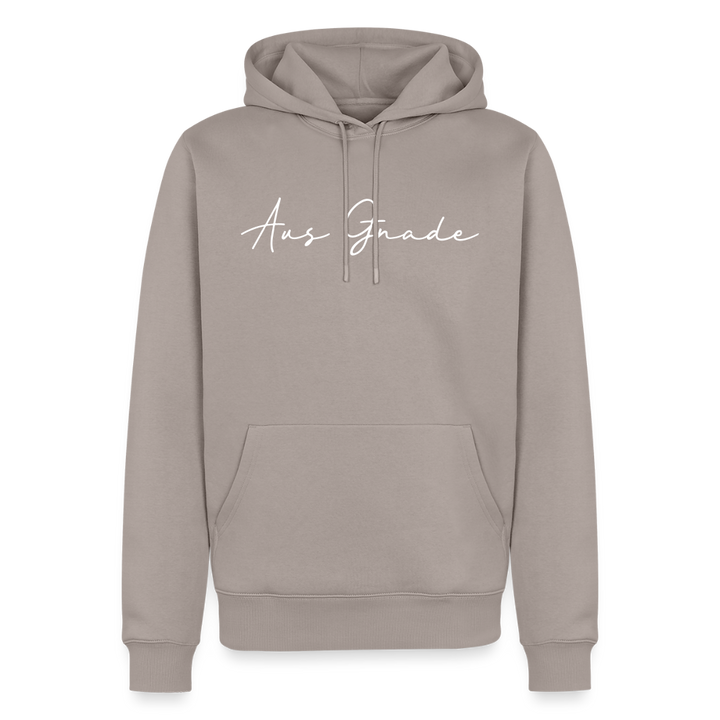 Christlicher Premium Hoodie "Aus Gnade" · für Männer - Taupe