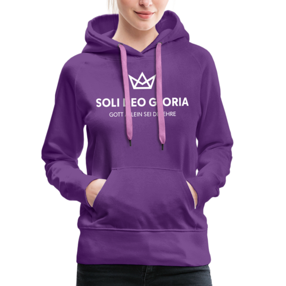 Christlicher Premium Hoodie "Soli Deo Gloria" · für Frauen - Purple
