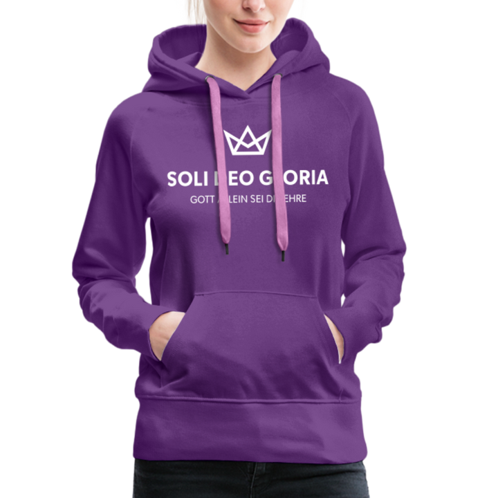 Christlicher Premium Hoodie "Soli Deo Gloria" · für Frauen - Purple
