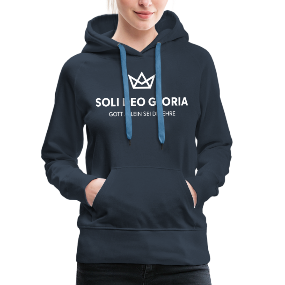 Christlicher Premium Hoodie "Soli Deo Gloria" · für Frauen - Navy