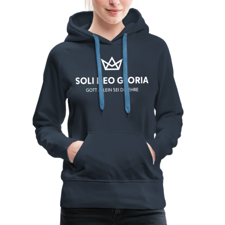 Christlicher Premium Hoodie "Soli Deo Gloria" · für Frauen - Navy