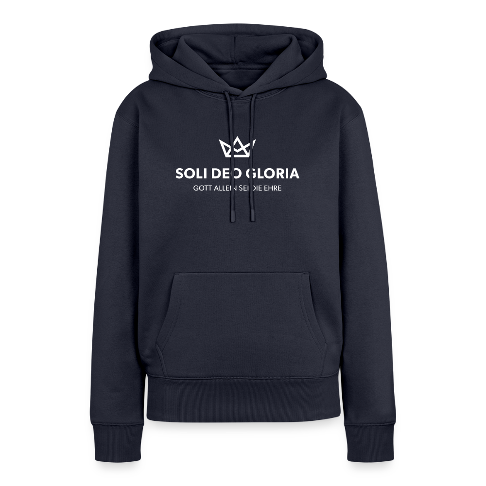 Christlicher Premium Hoodie "Soli Deo Gloria" · für Frauen - Navy