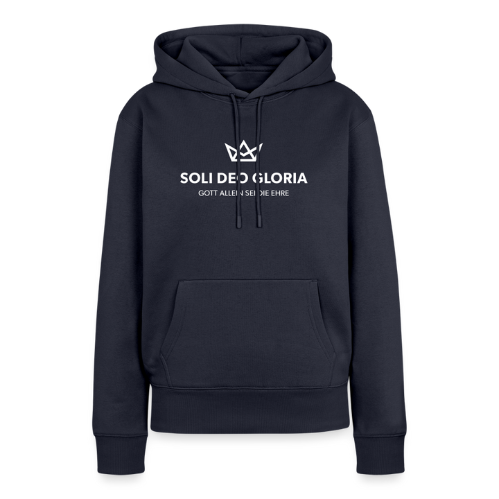 Christlicher Premium Hoodie "Soli Deo Gloria" · für Frauen - Navy