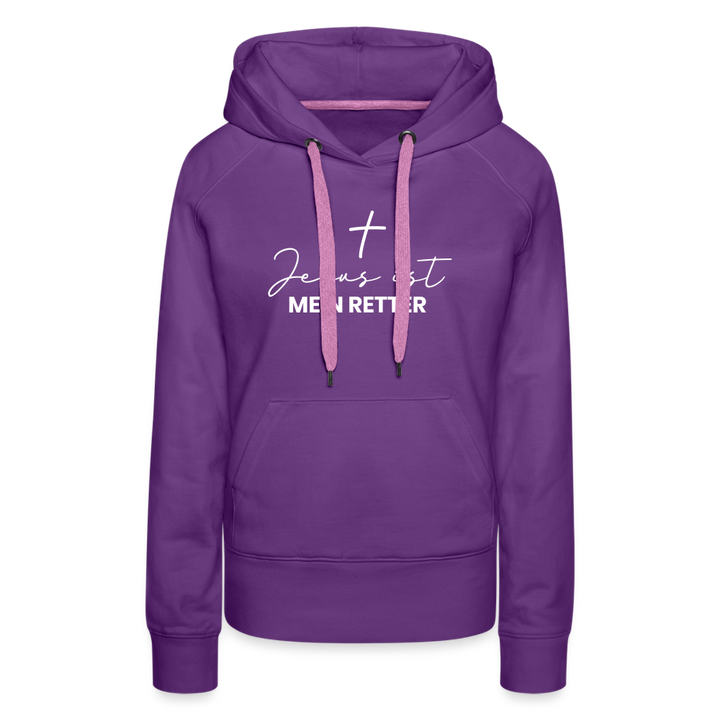 Christlicher Premium Hoodie "Jesus ist mein Retter" · für Frauen - Purple