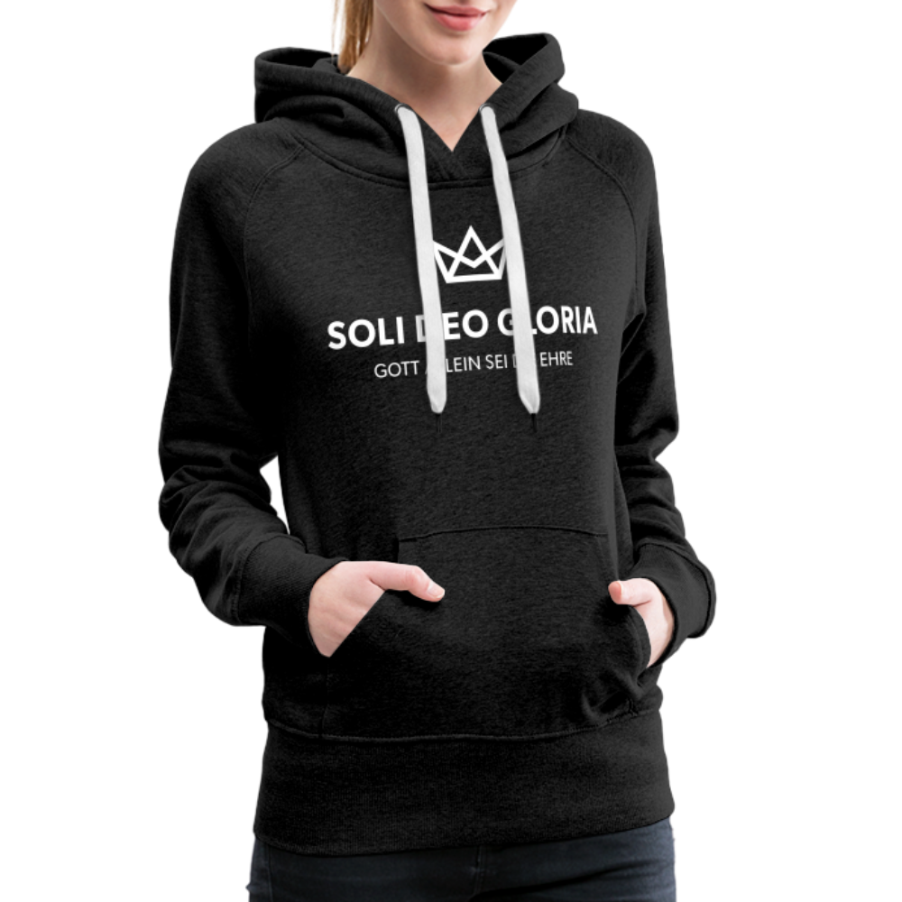 Christlicher Premium Hoodie "Soli Deo Gloria" · für Frauen - Anthrazit