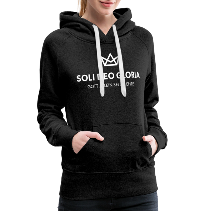 Christlicher Premium Hoodie "Soli Deo Gloria" · für Frauen - Anthrazit