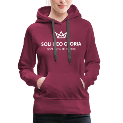 Christlicher Premium Hoodie "Soli Deo Gloria" · für Frauen - Bordeaux