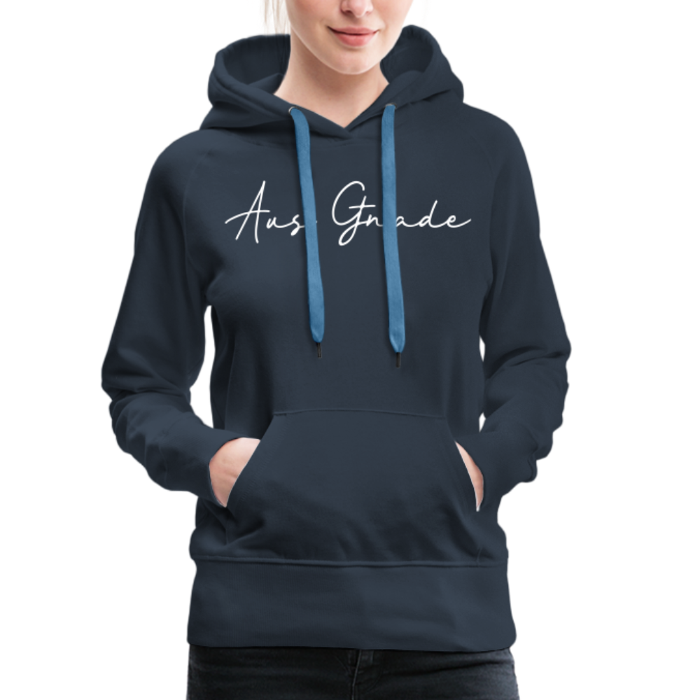 Christlicher Premium Hoodie "Aus Gnade" · für Frauen - Navy