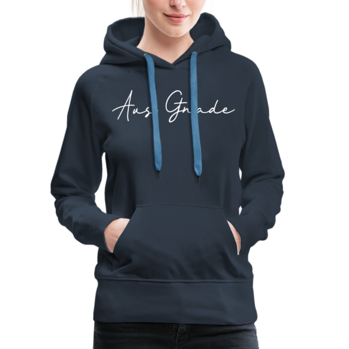 Christlicher Premium Hoodie "Aus Gnade" · für Frauen - Navy