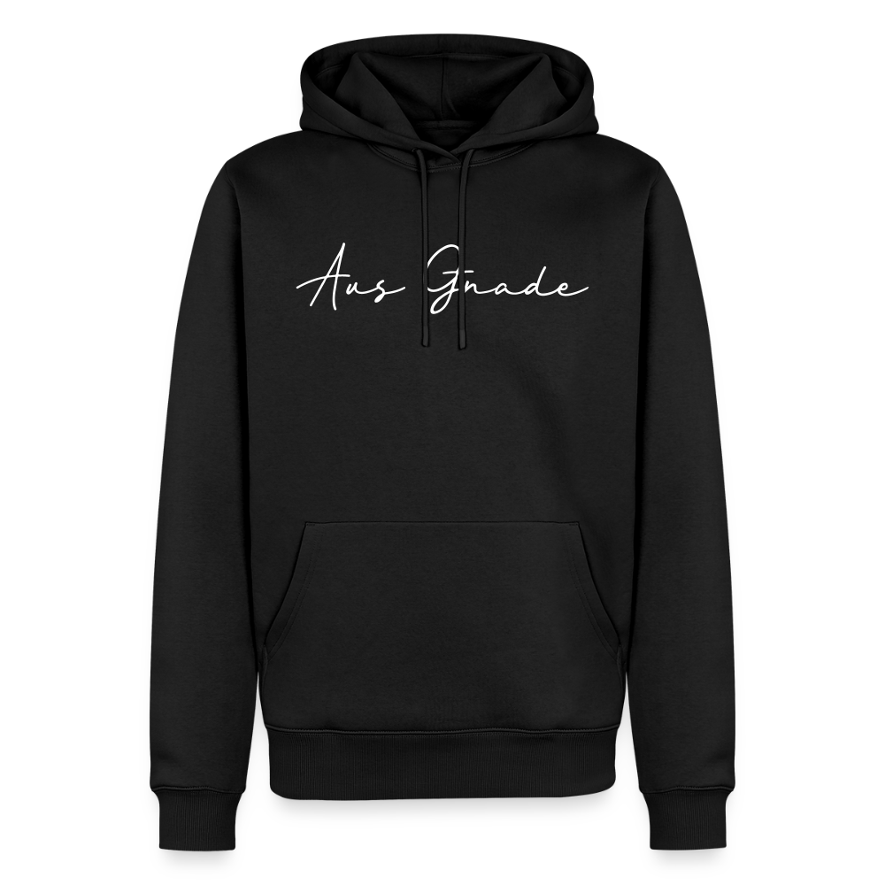 Christlicher Premium Hoodie "Aus Gnade" · für Männer - Schwarz