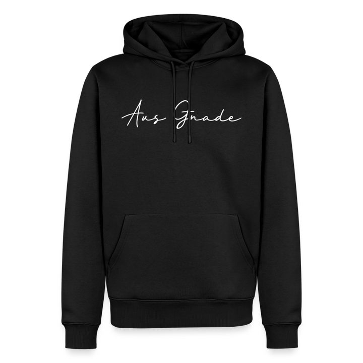 Christlicher Premium Hoodie "Aus Gnade" · für Männer - Schwarz