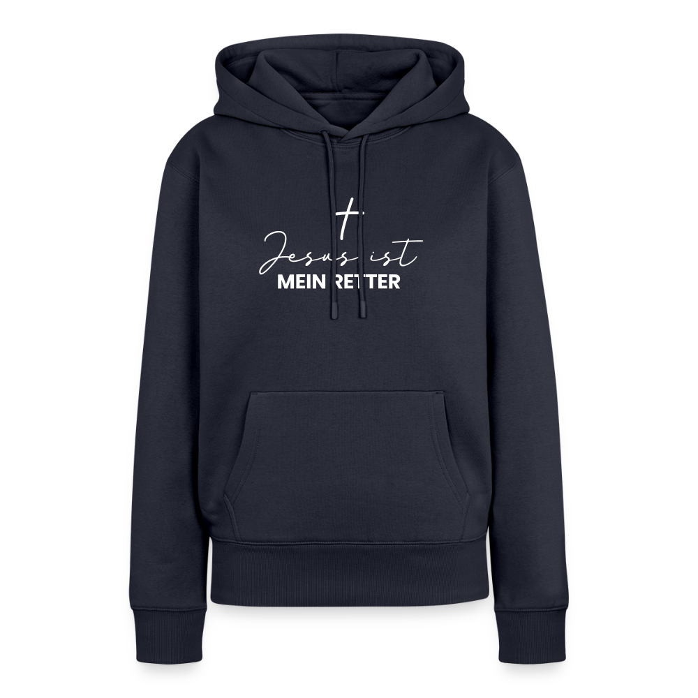 Christlicher Premium Hoodie "Jesus ist mein Retter" · für Frauen - Navy