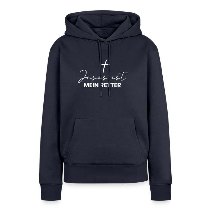 Christlicher Premium Hoodie "Jesus ist mein Retter" · für Frauen - Navy