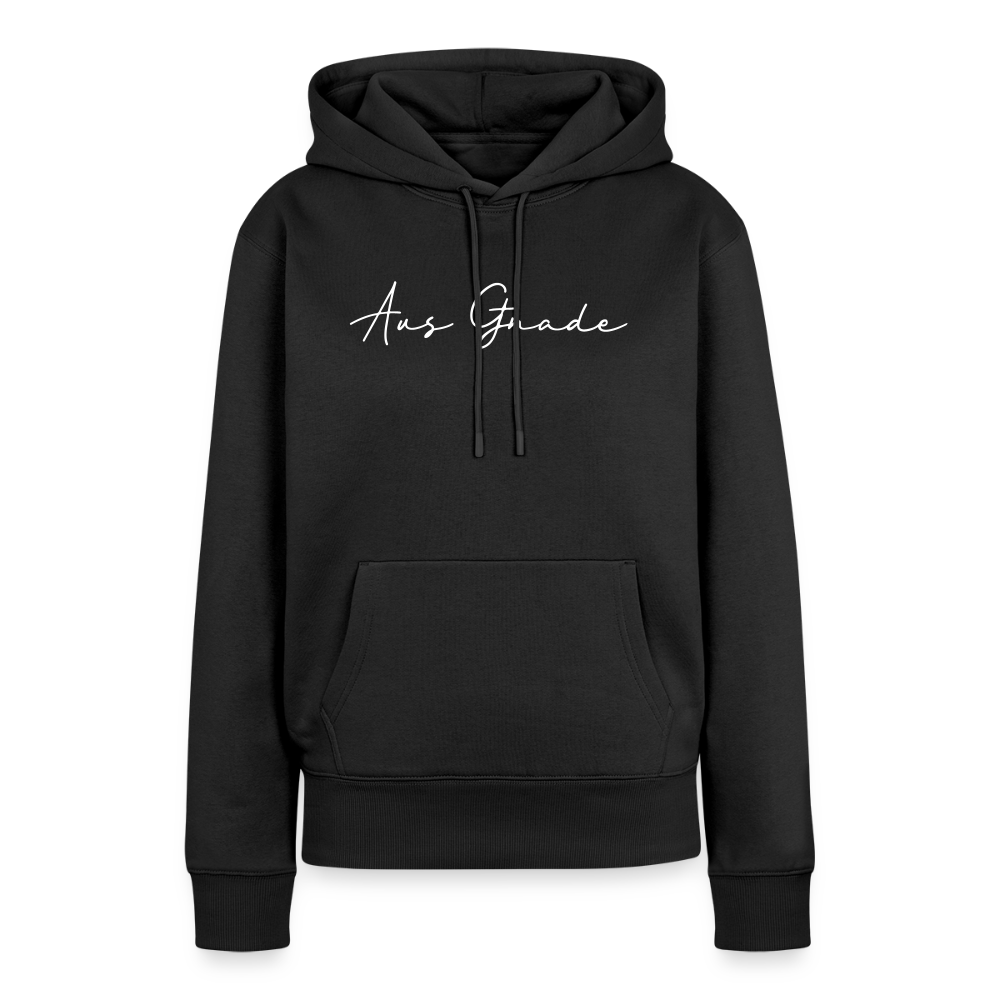 Christlicher Premium Hoodie "Aus Gnade" · für Frauen - Schwarz