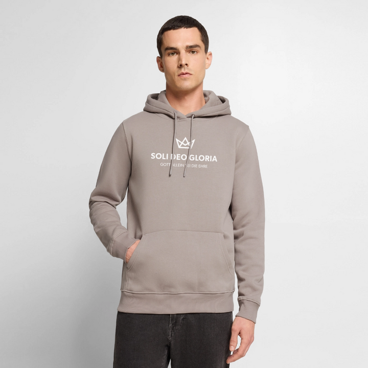 Christlicher Premium Hoodie "Soli Deo Gloria" · für Männer - Taupe