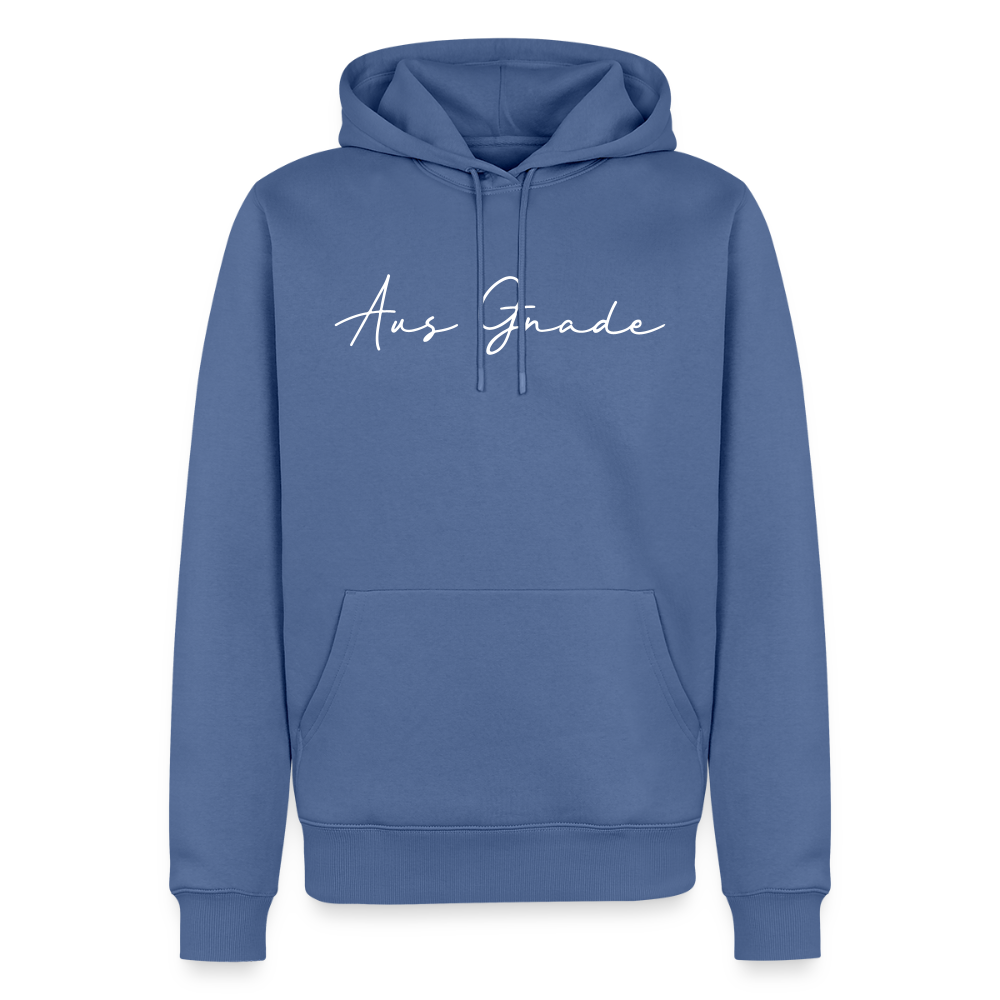 Christlicher Premium Hoodie "Aus Gnade" · für Männer - Taubenblau