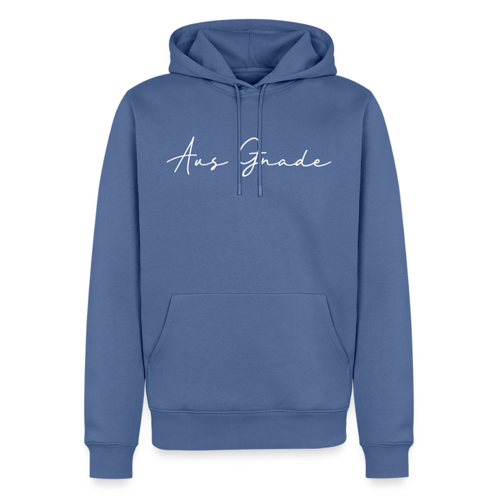 Christlicher Premium Hoodie "Aus Gnade" · für Männer - Taubenblau