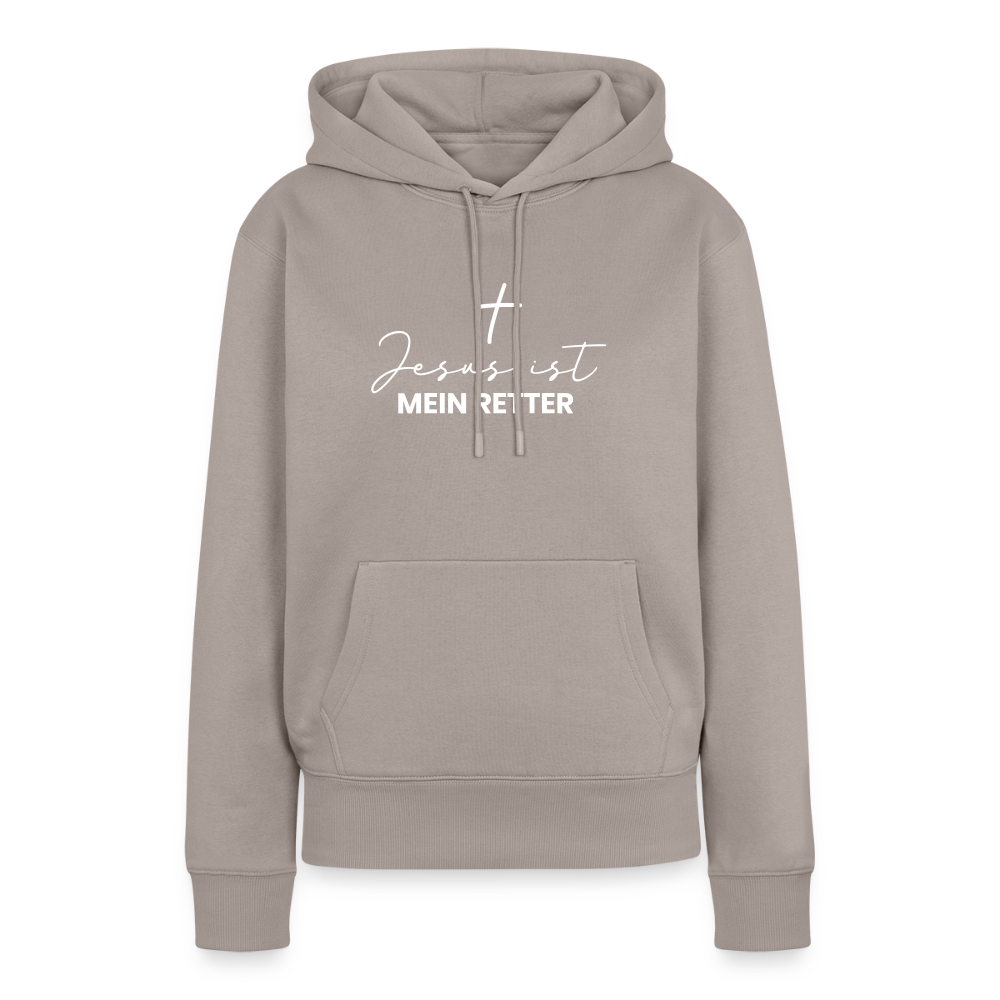 Christlicher Premium Hoodie "Jesus ist mein Retter" · für Frauen - Taupe