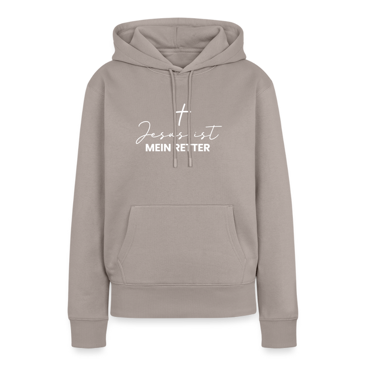 Christlicher Premium Hoodie "Jesus ist mein Retter" · für Frauen - Taupe