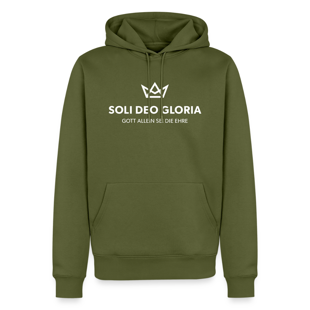 Christlicher Premium Hoodie "Soli Deo Gloria" · für Männer - Khaki