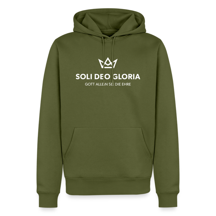 Christlicher Premium Hoodie "Soli Deo Gloria" · für Männer - Khaki
