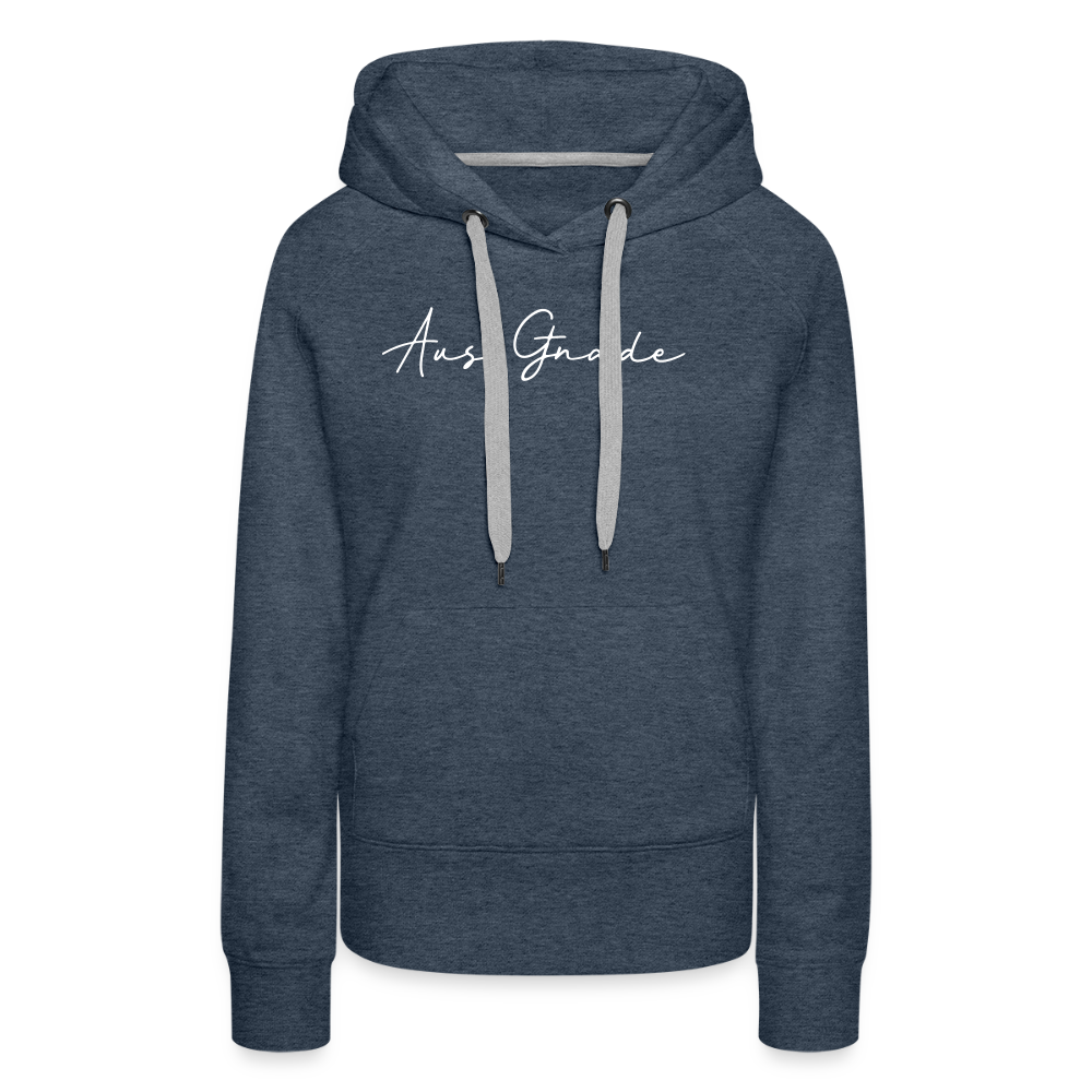 Christlicher Premium Hoodie "Aus Gnade" · für Frauen - Jeansblau