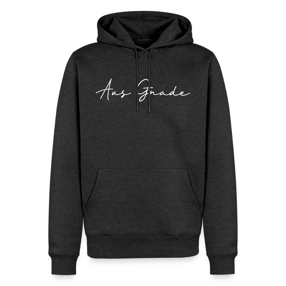 Christlicher Premium Hoodie "Aus Gnade" · für Männer - Anthrazit meliert