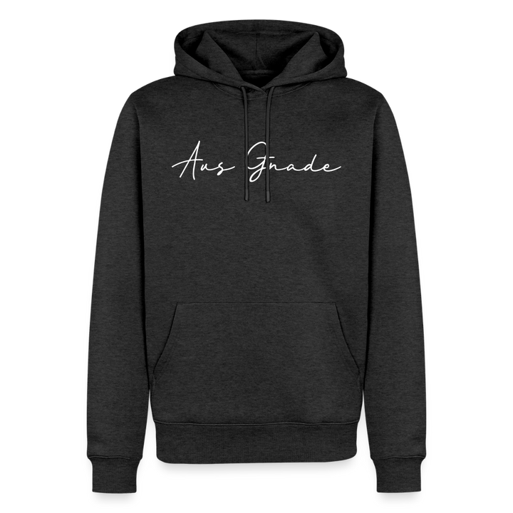 Christlicher Premium Hoodie "Aus Gnade" · für Männer - Anthrazit meliert