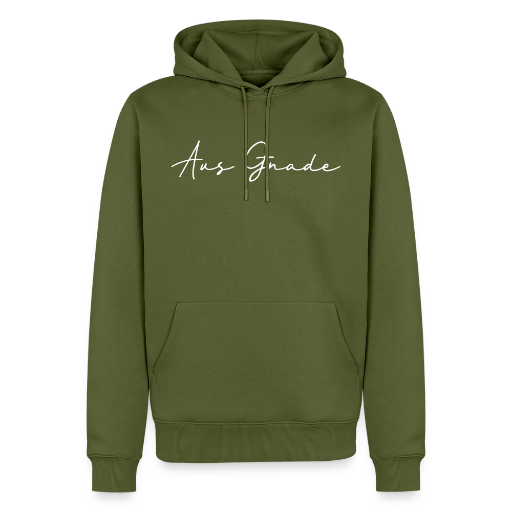 Christlicher Premium Hoodie "Aus Gnade" · für Männer - Khaki