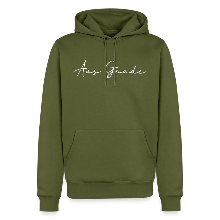 Christlicher Premium Hoodie "Aus Gnade" · für Männer - Khaki