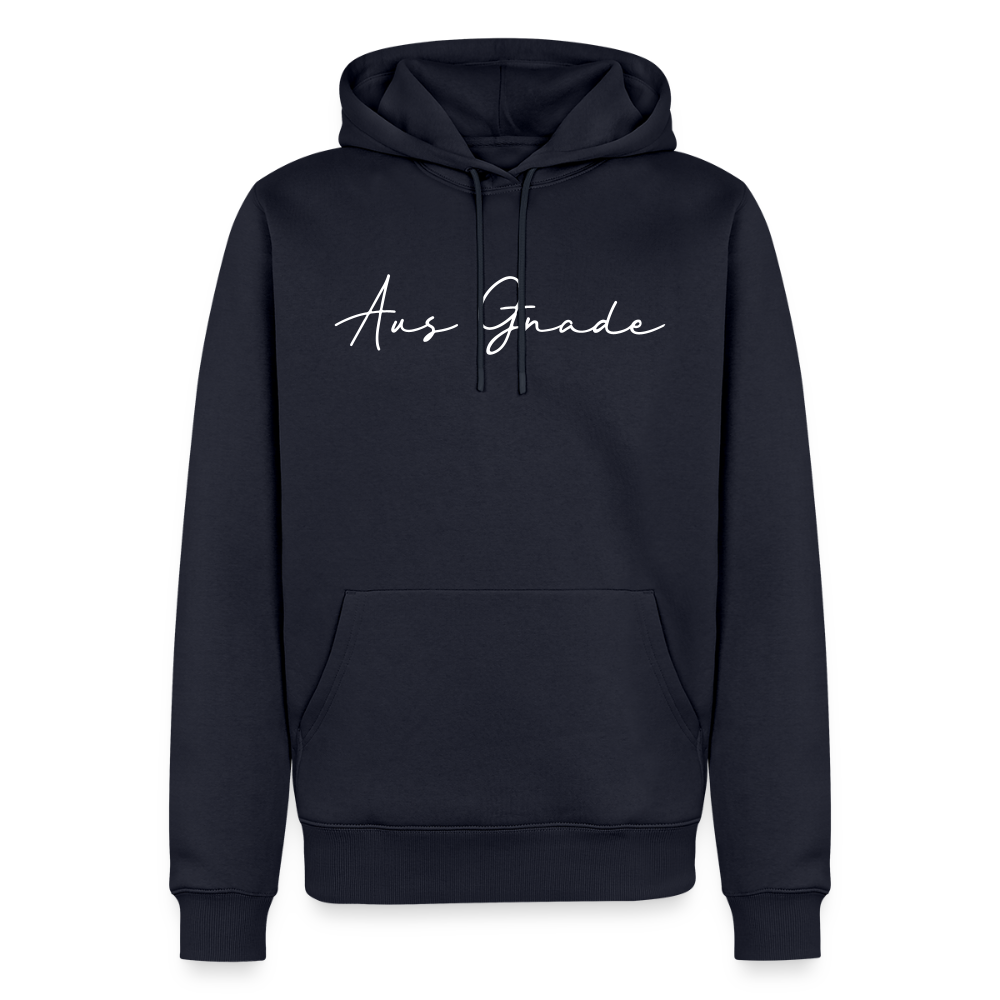 Christlicher Premium Hoodie "Aus Gnade" · für Männer - Navy