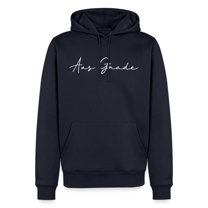 Christlicher Premium Hoodie "Aus Gnade" · für Männer - Navy