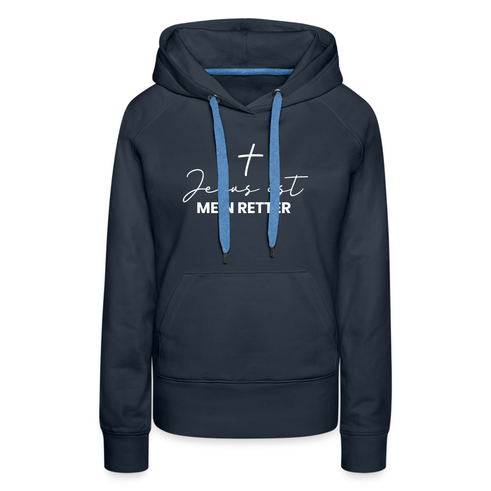 Christlicher Premium Hoodie "Jesus ist mein Retter" · für Frauen - Navy